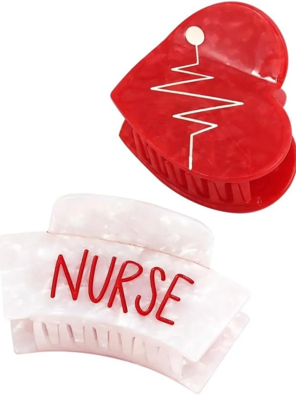 Personalized Heart Shape Acetate Claw Clips for Women - Perfect Nurse Gift!